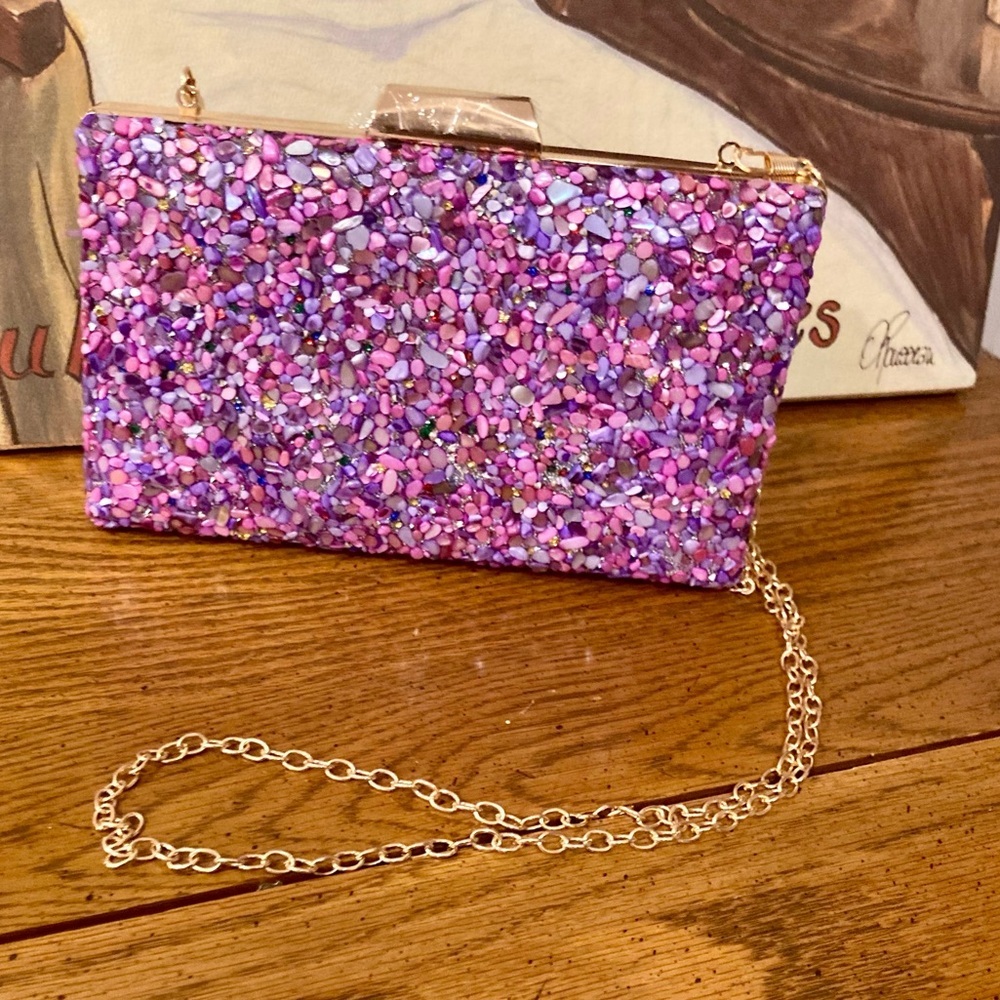Embellished Crossbody/Clutch NWOT Purples, Pink and Rhinestones   - - Picture 15 of 16